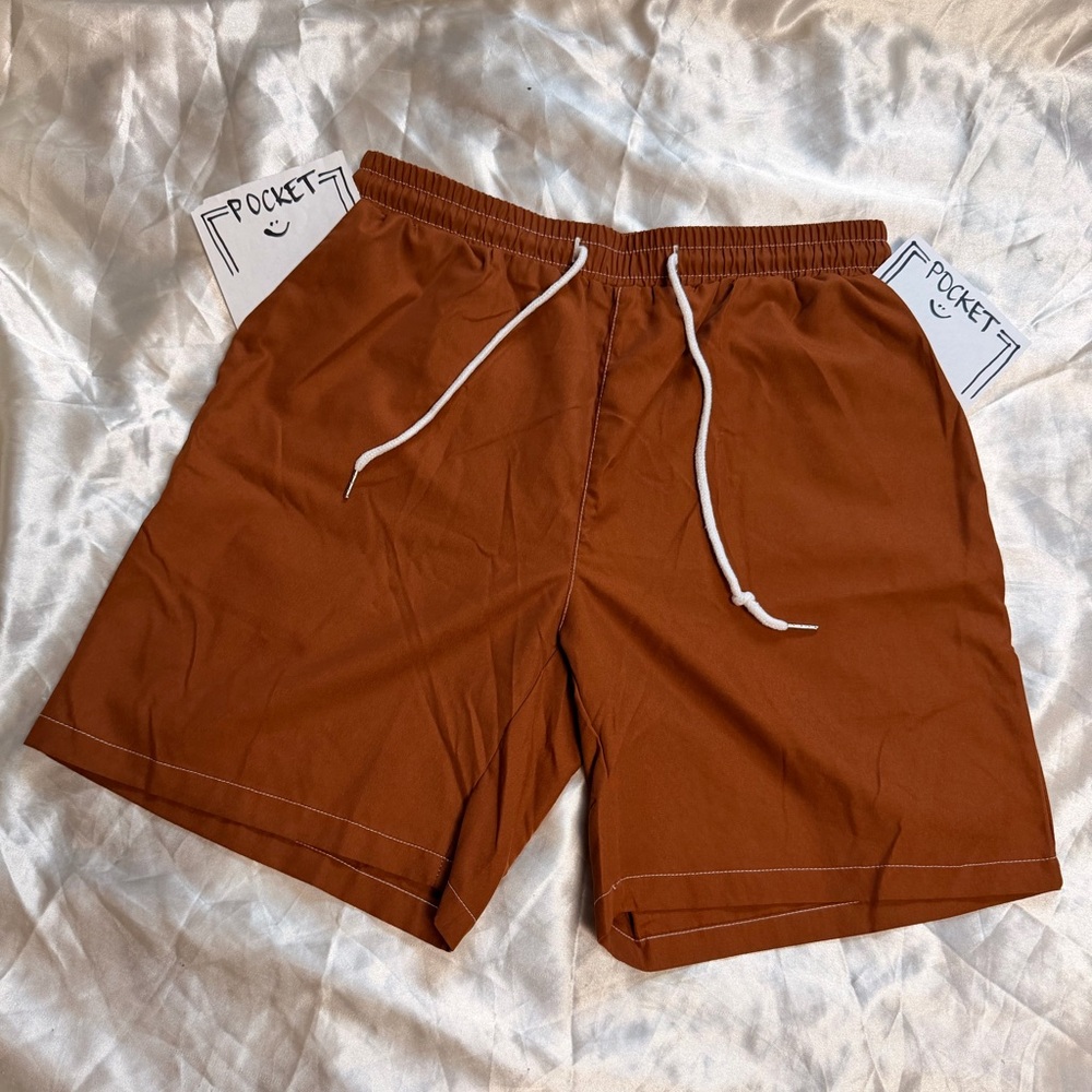 Rustic Orange Drawstring Shorts - Picture 2 of 3